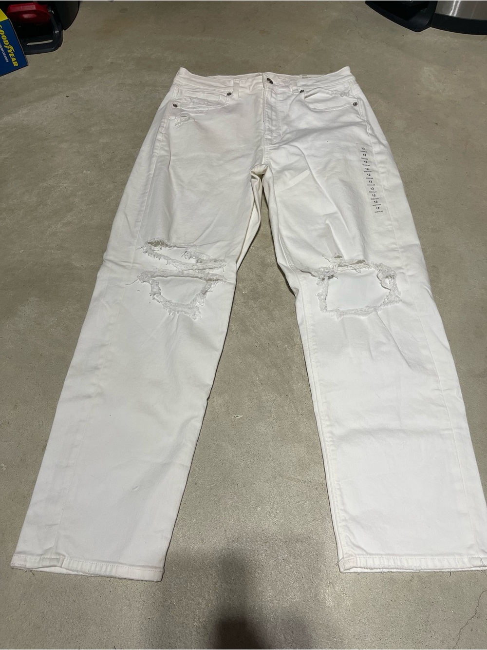 American Eagle Outfitters White Distressed Straight Jeans
